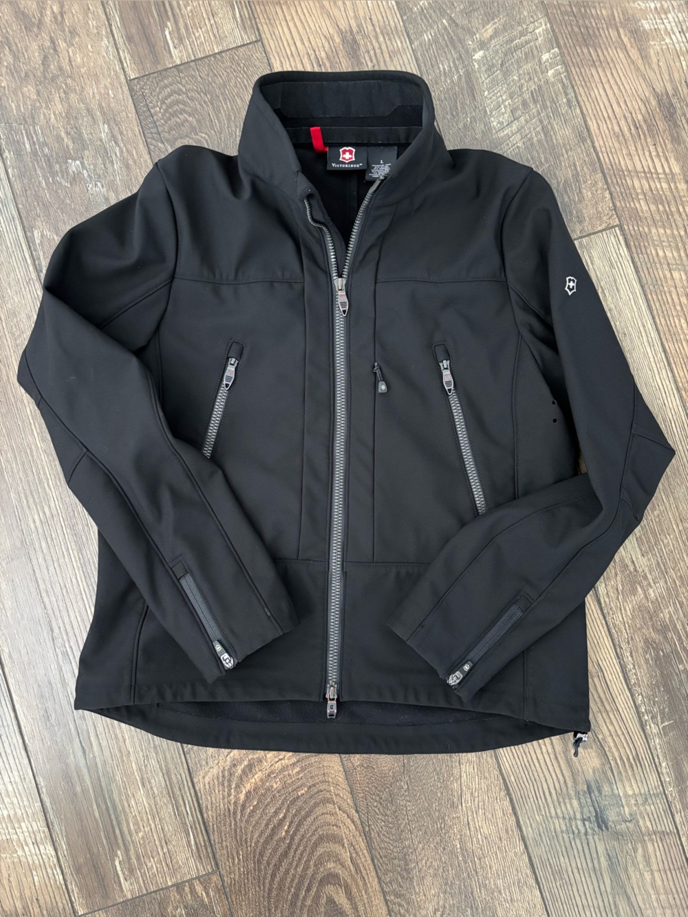 Victorinox Swiss Army Jacket Black Size Large Body Shell, Lined, Pockets, Warm